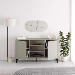 FWStyle Ash Green Large 2 Door Curved Modern Sideboard - thumbnail 1