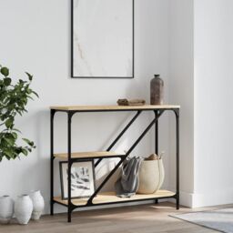 Berkfield Home Console Table Sonoma Oak 88.5x30x75 cm Engineered Wood in Brown - thumbnail 1