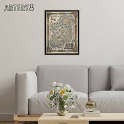 "Artery8 Map Color Text 1936 Story Ireland Framed Canvas Wall Art Print - Size: W12"" x H16""" - thumbnail 3