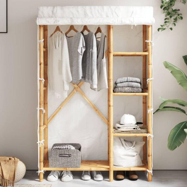 Berkfield Home Wardrobe 110x45x170 cm Bamboo in Brown - Size: 110 x 45 x 170 cm - image 1