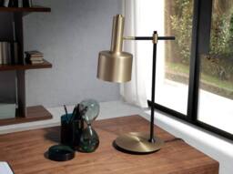 Angel Cerda Table Lamp, Matt Gold Aluminium & Black Steel, Adjustable Shade - thumbnail 3