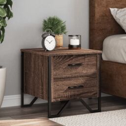 Berkfield Home Bedside Cabinet Brown Oak 40x41x40 cm Engineered Wood - Size: 40 x 41 x 40 cm