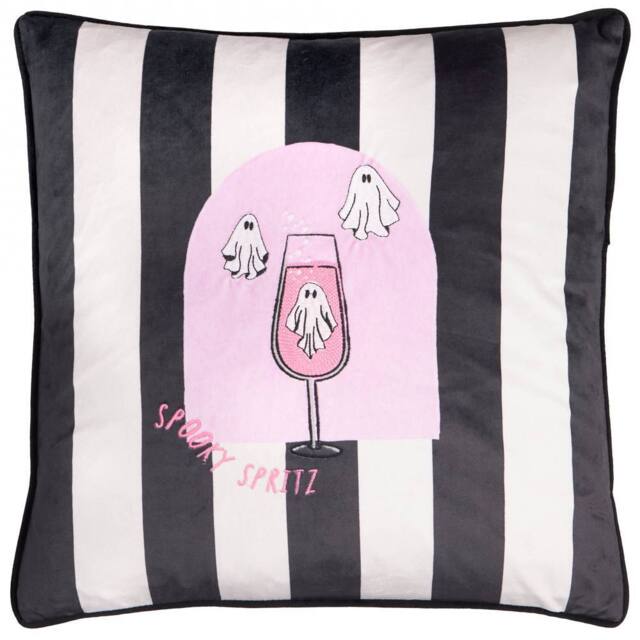 Furn Spooky Spritz Velvet Halloween Cushion in Black - Size: 45 cm x 45 cm - image 1