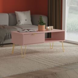 Ready Assembled 2 U Bexley 1 Drawer Coffee Table (Ready Assembled) in Dusty Pink - thumbnail 1