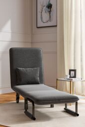 Living and Home 3-in-1 Lounge and Sofa Bed with Wheels in Grey - thumbnail 2