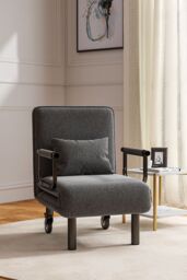 Living and Home 3-in-1 Lounge and Sofa Bed with Wheels in Grey - thumbnail 1