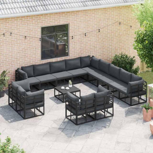 Berkfield Home Garden Sofa Set 13 pcs Black 353 x 353 x 71 cm Aluminium - image 1