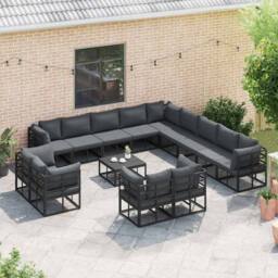 Berkfield Home Garden Sofa Set 13 pcs Black 353 x 353 x 71 cm Aluminium
