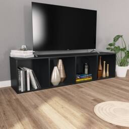 Berkfield Home Classic Book Cabinet/TV Cabinet Black 36x30x143 cm Engineered Wood - Size: 36 x 30 x 143 cm - thumbnail 6