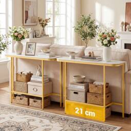 Costway Entryway Table Modern Hallway Sofa Console Table w/ Faux Marble Top in White - thumbnail 9