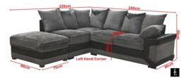LUXURY LIFE Dino Left Hand Facing Fabric Cord Corner Sofa in Grey - thumbnail 3