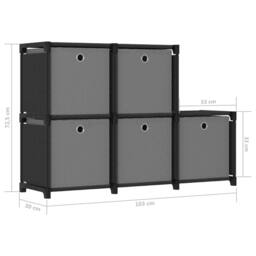 Berkfield Home Modern 5-Cube Display Shelf with Boxes Black 103x30x72.5 cm Fabric - thumbnail 9