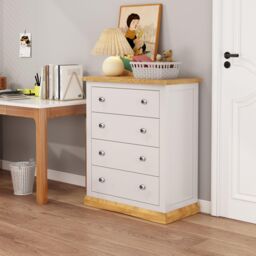 Cabinet Bits Trevi 4 Drawer Chest of Drawers Chrome Knob in Off-White