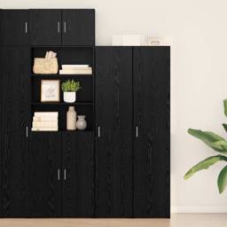 Berkfield Home Highboard Black Oak 40x42.5x185 cm Engineered Wood - thumbnail 2