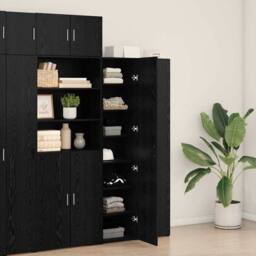 Berkfield Home Highboard Black Oak 40x42.5x185 cm Engineered Wood - thumbnail 4