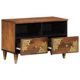 Berkfield Home TV Cabinet 70x33x46 cm Solid Wood Mango in Brown - Size: 70 x 33 x 46 cm - thumbnail 2