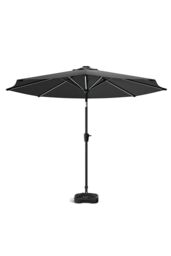 Living and Home Large Solar Powered LED Patio Umbrella for Outdoor Garden Patio with Base in Dark Grey - thumbnail 4