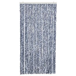 Berkfield Home Insect Curtain Blue, White & Silver 100x220 cm Chenille - thumbnail 3