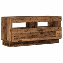 Berkfield Home TV Cabinet with LED Lights Old Wood 260x35x40 cm Engineered Wood in Brown - Size: 260 x 35 x 40 cm - thumbnail 6