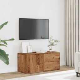 Berkfield Home TV Cabinet Old Wood 80x34x35.5 cm Engineered Wood in Brown - thumbnail 3