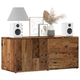 Berkfield Home TV Cabinet Old Wood 80x34x35.5 cm Engineered Wood in Brown - thumbnail 1