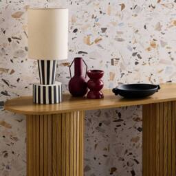 sweeek Scandinavian oval console with grooved wooden effect in Beige - thumbnail 4
