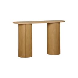 sweeek Scandinavian oval console with grooved wooden effect in Beige - thumbnail 2