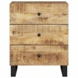 Berkfield Home Bedside Cabinet 50x33x62 cm Solid Wood Mango&Engineered Wood in Brown - Size: 50 x 33 x 62 cm - thumbnail 3