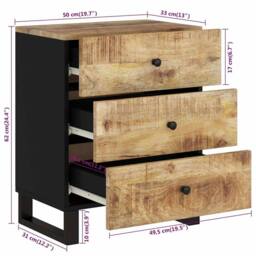 Berkfield Home Bedside Cabinet 50x33x62 cm Solid Wood Mango&Engineered Wood in Brown - Size: 50 x 33 x 62 cm - thumbnail 8