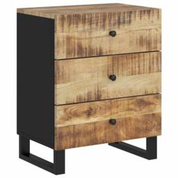Berkfield Home Bedside Cabinet 50x33x62 cm Solid Wood Mango&Engineered Wood in Brown - Size: 50 x 33 x 62 cm - thumbnail 1