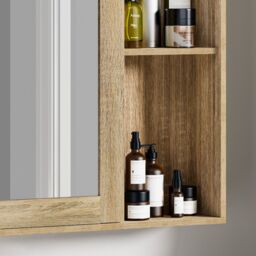 VonHaus Chester Wall Mounted Oak Wood Effect Bathroom Mirror Cabinet in Bronze - thumbnail 6