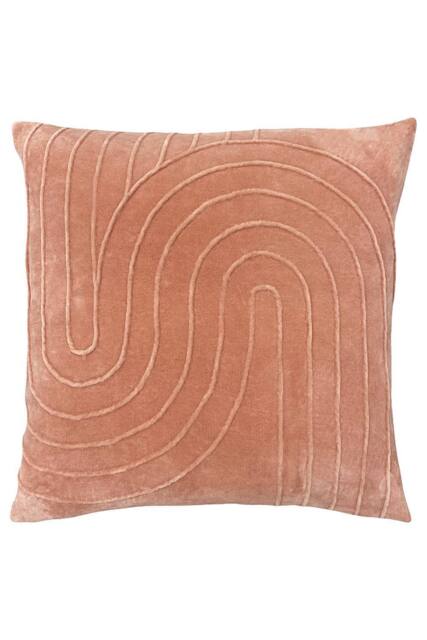 Furn Mangata Pleated Soft Velvet Cushion in Pink - Size: 45 cm x 45 cm - image 1