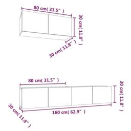 Berkfield Home Classic 3 Piece TV Cabinet Set Smoked Oak Engineered Wood in Brown - thumbnail 7