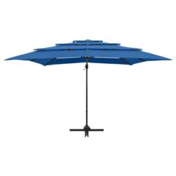 Berkfield Home 4-Tier Parasol with Aluminium Pole Azure Blue 250x250 cm - thumbnail 3
