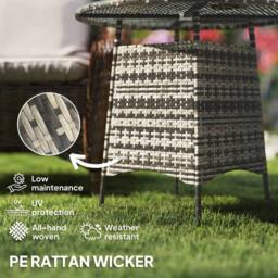 Wyld Haus Viveke Rattan Grey Outdoor Coffee Table Tempered Glass Top - thumbnail 4