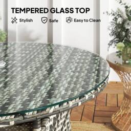 Wyld Haus Viveke Rattan Grey Outdoor Coffee Table Tempered Glass Top - thumbnail 6
