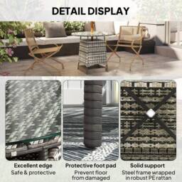 Wyld Haus Viveke Rattan Grey Outdoor Coffee Table Tempered Glass Top - thumbnail 7