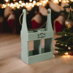 Minster 2 Bottle Wine Holder - L10 x W21 x H39 cm - Rustic Green - Size: 1 Pack - thumbnail 1