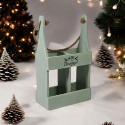 Minster 2 Bottle Wine Holder - L10 x W21 x H39 cm - Rustic Green - Size: 1 Pack - thumbnail 2