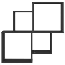 Berkfield Home Wall Cube Shelf Black 80x15x78.5 cm Engineered Wood - thumbnail 3