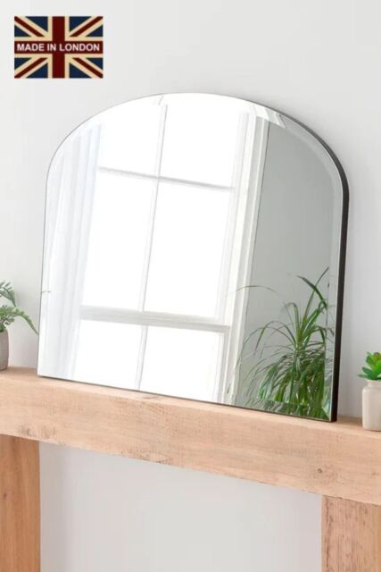 Yearn Mirrors Minimal Bevelled Mantle Mirror Black 91(w) x 69cm(h)
