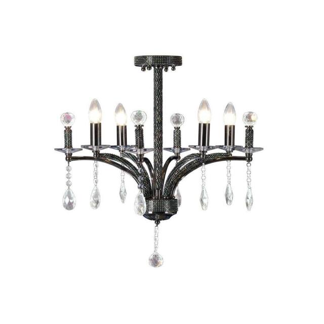 Netlighting Fiore Semi Flush Ceiling Pendant 4 Light Black Chrome Crystal - image 1