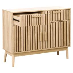 Wyld and Coco Sideboard Engineered Wood with Two Drawers and Ribbed Doors in Brown - thumbnail 5