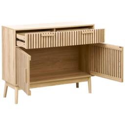 Wyld and Coco Sideboard Engineered Wood with Two Drawers and Ribbed Doors in Brown - thumbnail 6