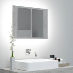 Berkfield Home LED Bathroom Mirror Cabinet Concrete Grey 60x12x45 cm - Size: 60 x 12 x 45 cm