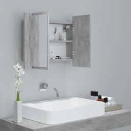 Berkfield Home LED Bathroom Mirror Cabinet Concrete Grey 60x12x45 cm - Size: 60 x 12 x 45 cm - thumbnail 6