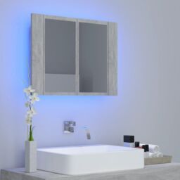 Berkfield Home LED Bathroom Mirror Cabinet Concrete Grey 60x12x45 cm - Size: 60 x 12 x 45 cm - thumbnail 3