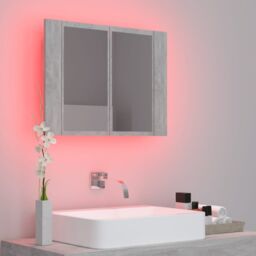 Berkfield Home LED Bathroom Mirror Cabinet Concrete Grey 60x12x45 cm - Size: 60 x 12 x 45 cm - thumbnail 4