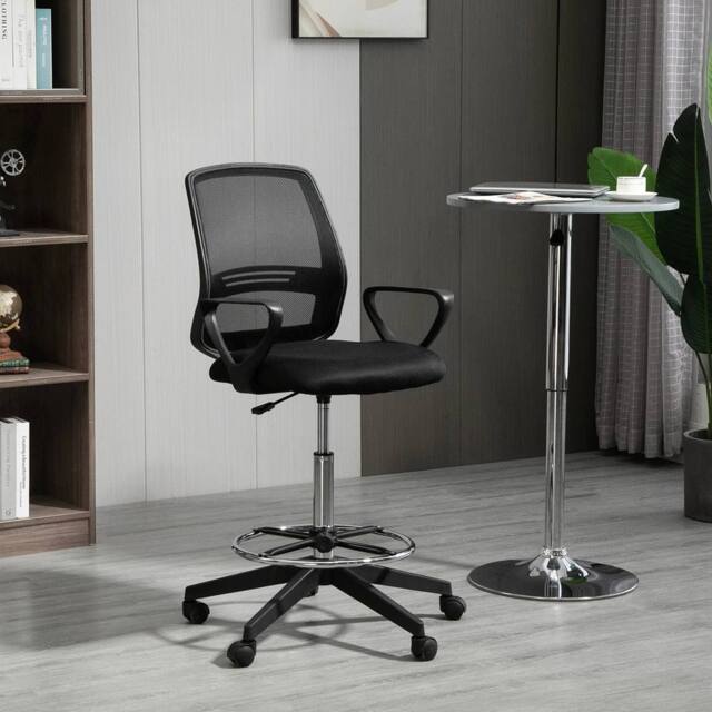FORGEVIO Draughtsman Chair Tall Office Chair with Adjustable Height in Black - image 1