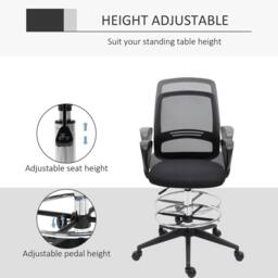 FORGEVIO Draughtsman Chair Tall Office Chair with Adjustable Height in Black - thumbnail 3